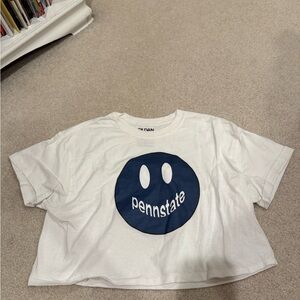 Custom Made Gildan White and Blue Short Sleeve Tee with Smiley Face